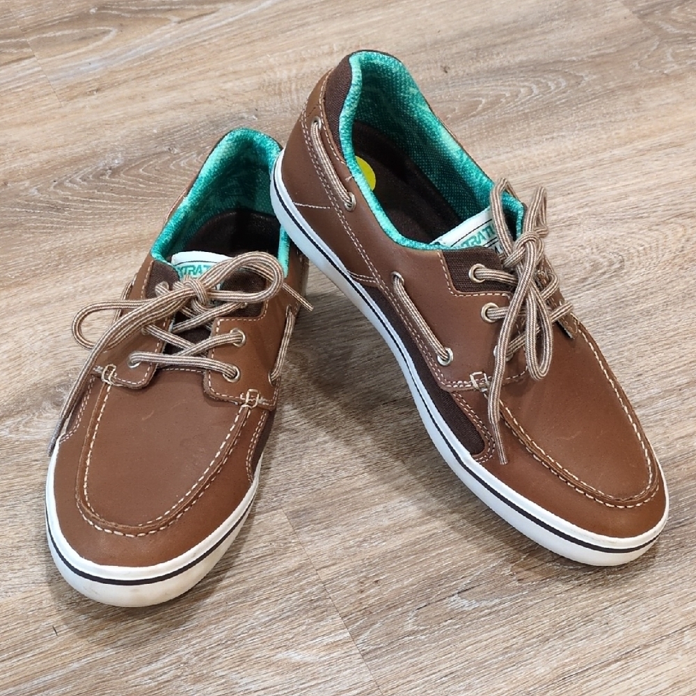 🤎💚 Xtratuf Salmon Sisters Brown, Green Liner Loafer boat Shoes Women's size 9